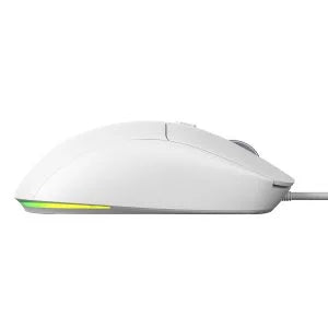 Mouse Gamer Pcyes Basaran Branco Ghost 12400 Dpi Rgb 6 Botões